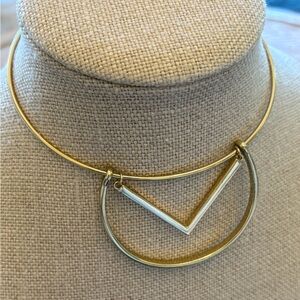 White House Black Market Gold Tone Geometric Necklace Choker